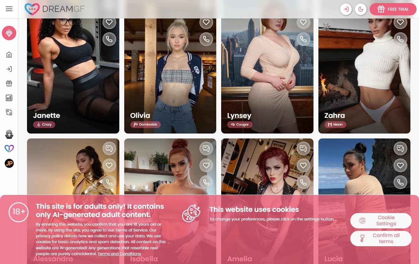 dreamgf homepage-mid screenshot