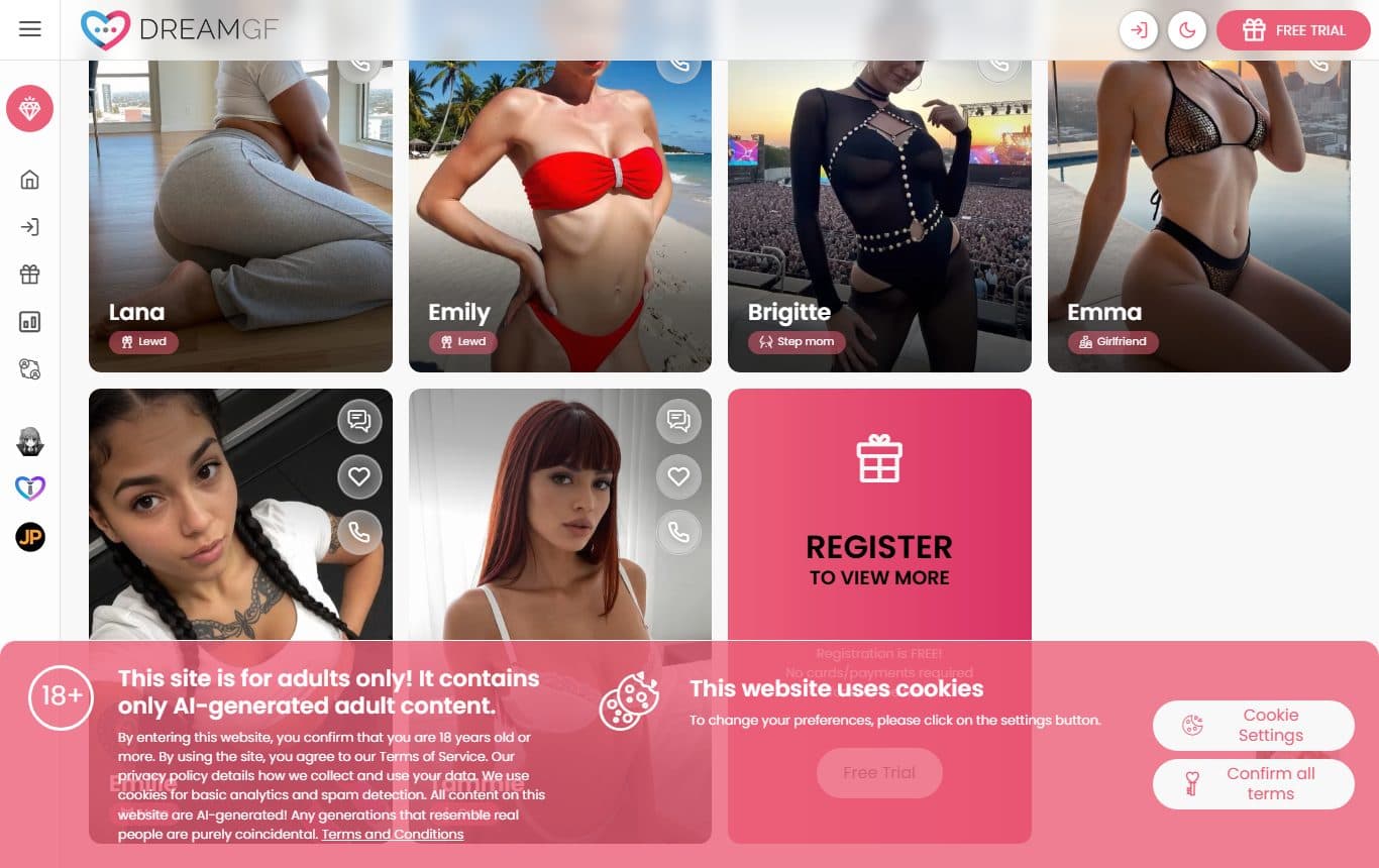 dreamgf homepage-deep screenshot