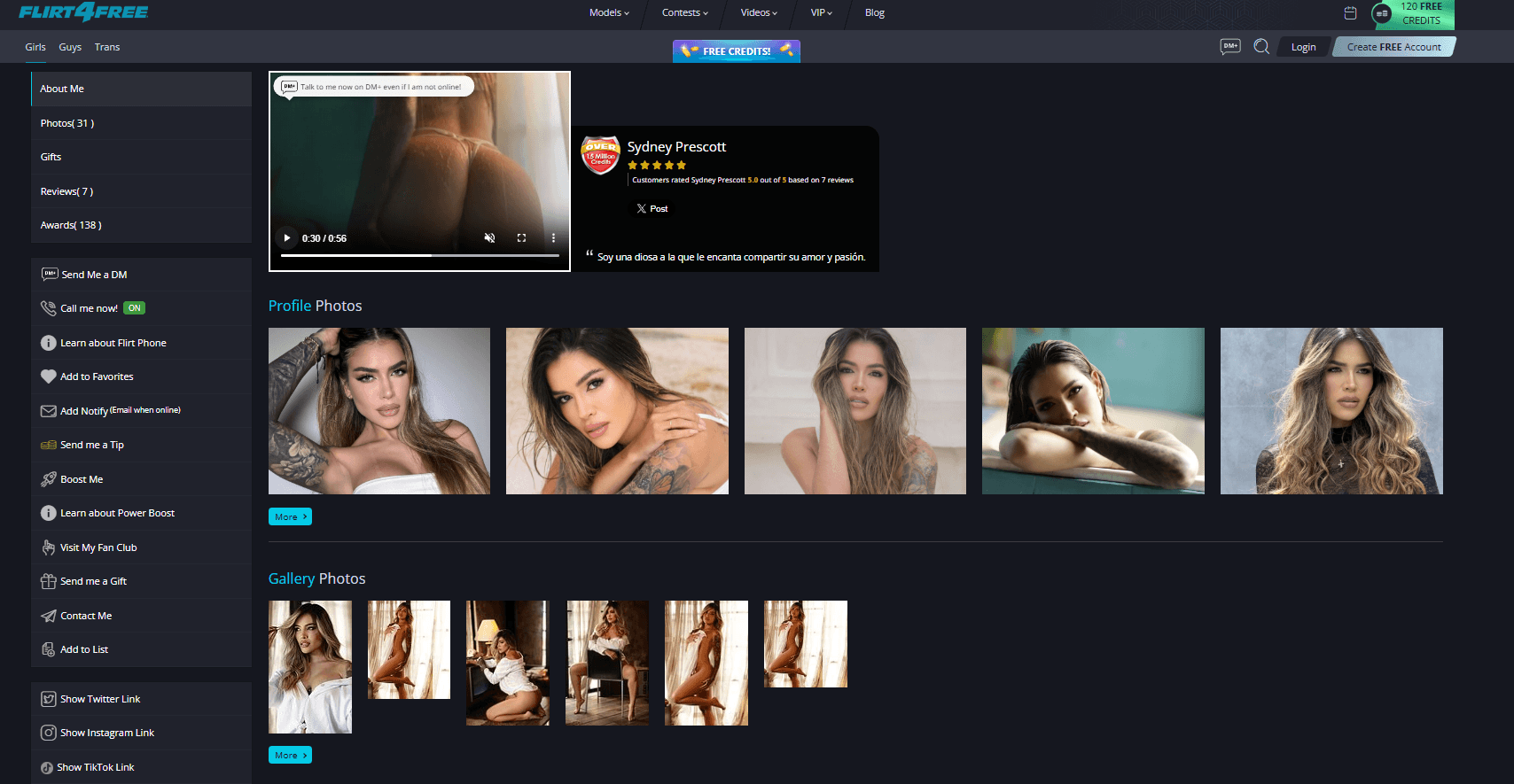 flirt4free model-page screenshot