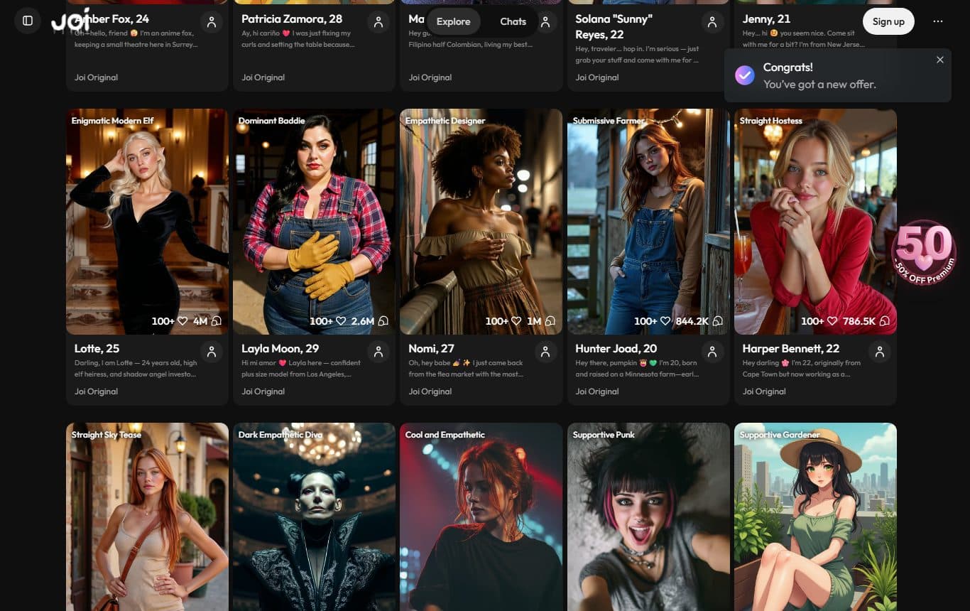 joi-ai homepage-mid screenshot