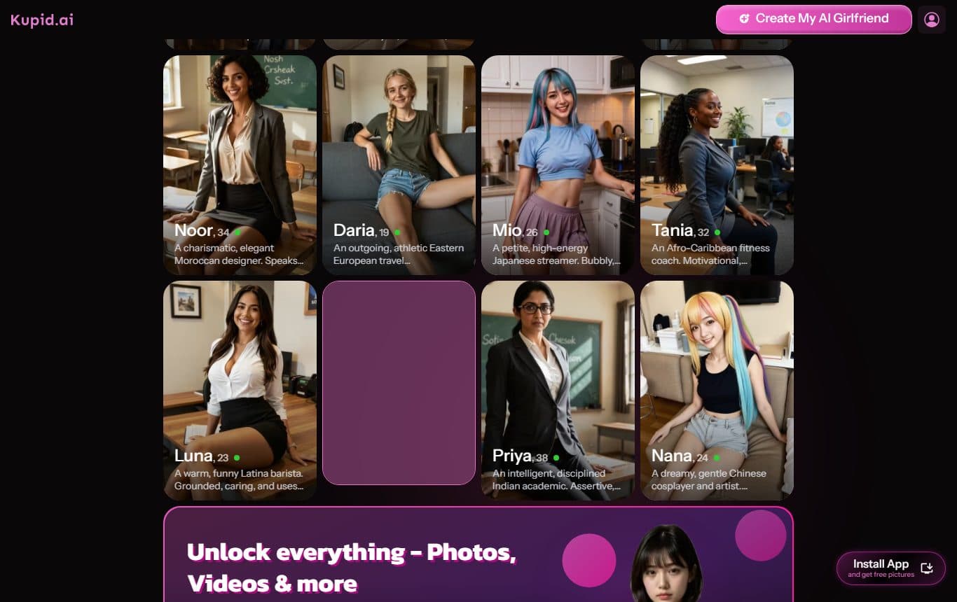 kupid-ai homepage-mid screenshot
