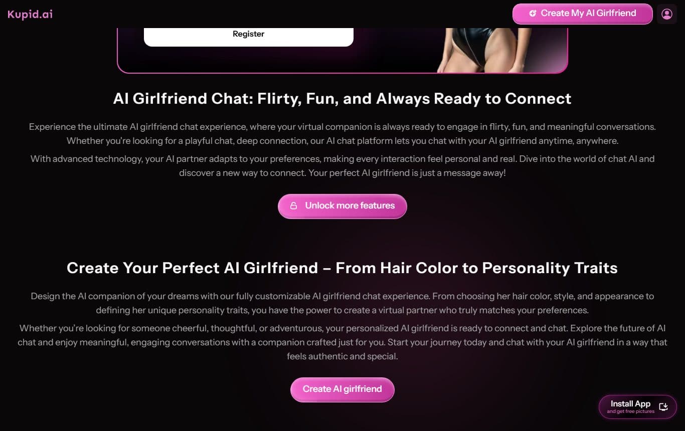 kupid-ai homepage-deep screenshot