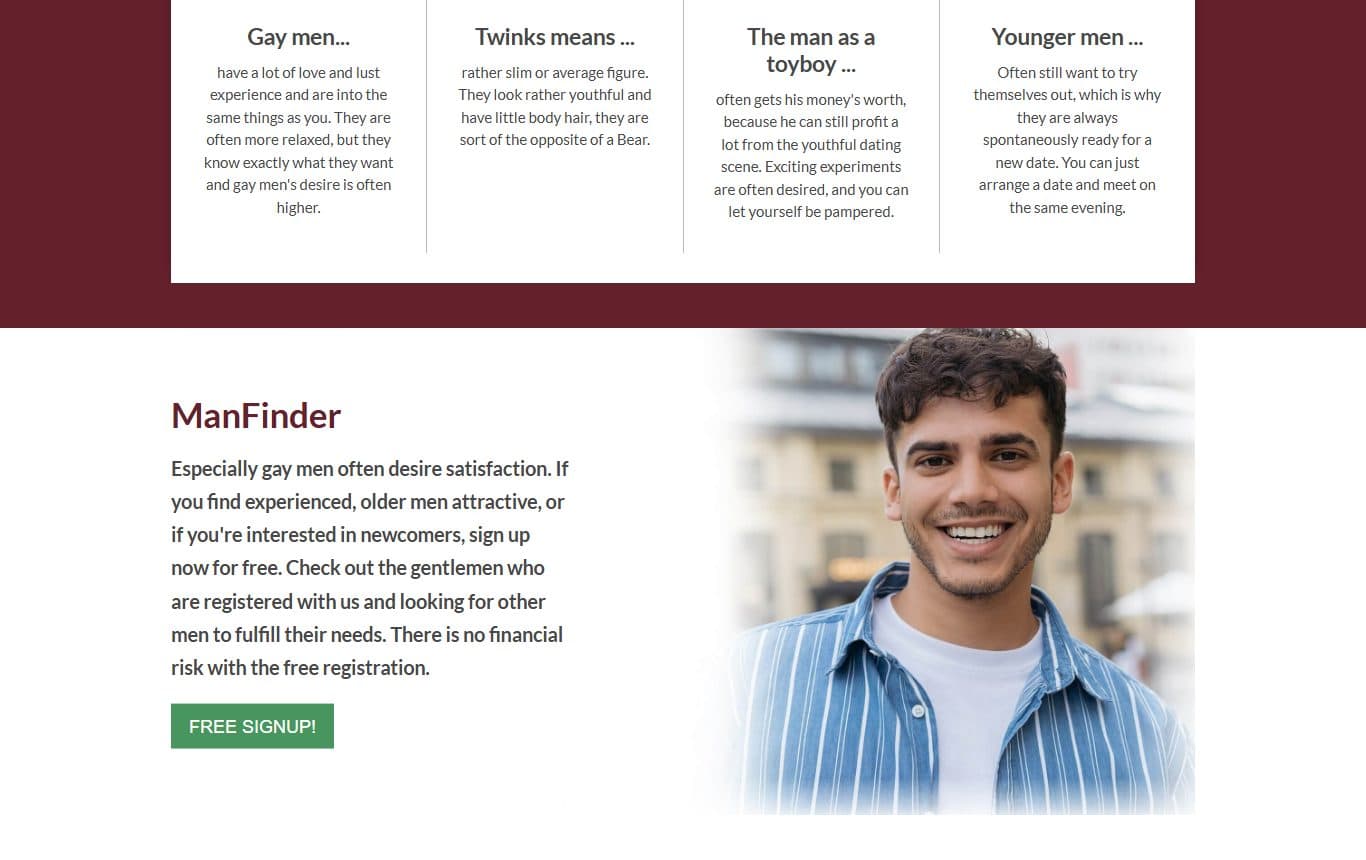manfinder homepage-mid screenshot