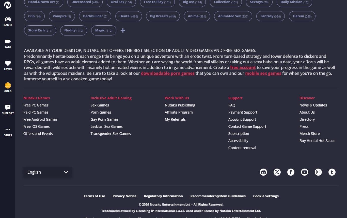 nutaku homepage-bottom screenshot