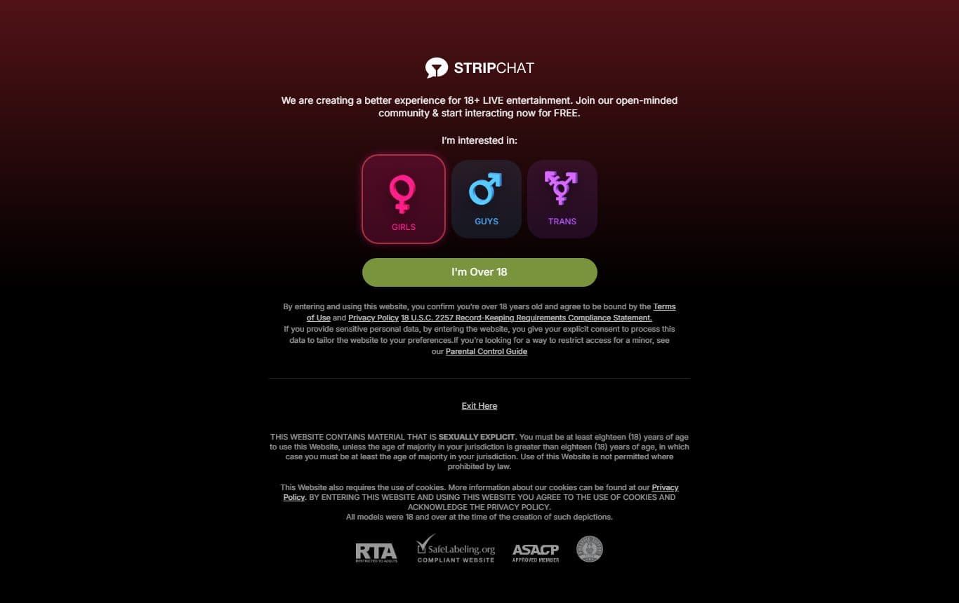 stripchat homepage-mid screenshot